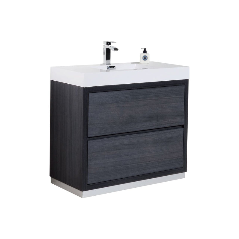 Kube Bath FMB40-GO Bliss 40" Gray Oak Free Standing Single Sink Bathroom Vanity with Reinforced Acrylic Composite Top