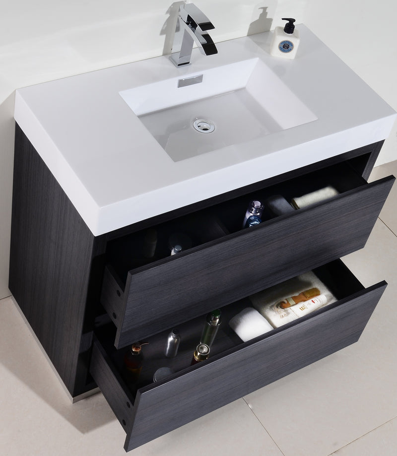 Kube Bath FMB40-GO Bliss 40" Gray Oak Free Standing Single Sink Bathroom Vanity with Reinforced Acrylic Composite Top - view 5