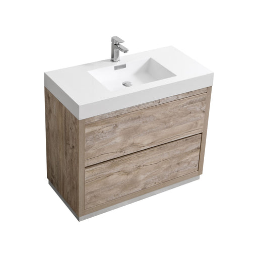 Kube Bath FMB40-NW Bliss 40" Nature Wood Free Standing Single Sink Bathroom Vanity with Reinforced Acrylic Composite Top