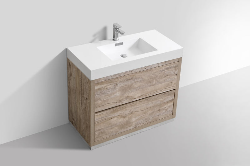 Kube Bath FMB40-NW Bliss 40" Nature Wood Free Standing Single Sink Bathroom Vanity with Reinforced Acrylic Composite Top - view 4
