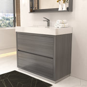 Kube Bath FMB40-VAG Bliss 40" Vulcan Ash Grey Free Standing Single Sink Bathroom Vanity with Reinforced Acrylic Composite Top - view 3