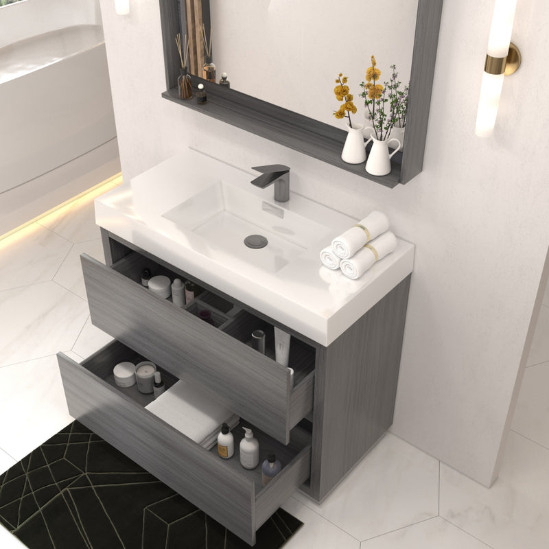 Kube Bath FMB40-VAG Bliss 40" Vulcan Ash Grey Free Standing Single Sink Bathroom Vanity with Reinforced Acrylic Composite Top - view 4