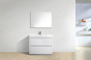 Kube Bath FMB40-GW Bliss 40" High Gloss White Free Standing Single Sink Bathroom Vanity with Reinforced Acrylic Composite Top - view 3