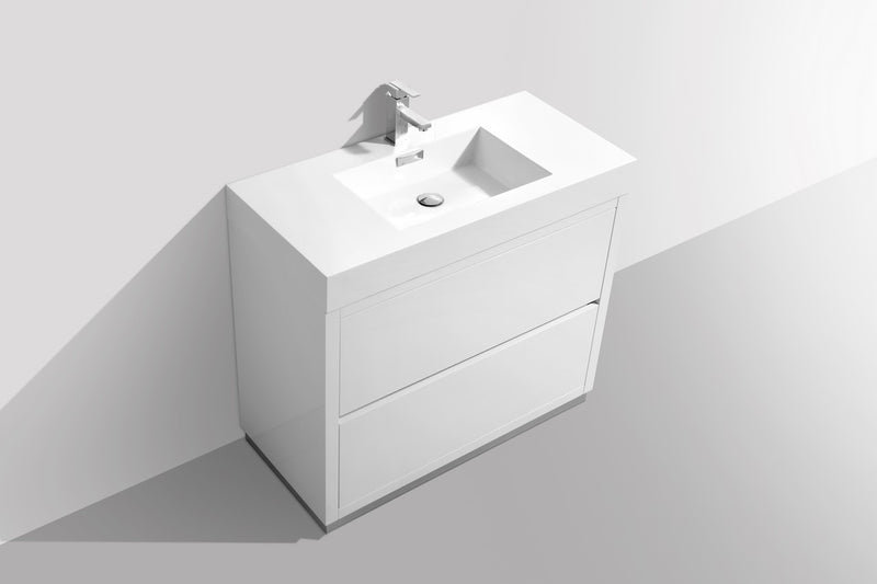 Kube Bath FMB40-GW Bliss 40" High Gloss White Free Standing Single Sink Bathroom Vanity with Reinforced Acrylic Composite Top - view 4