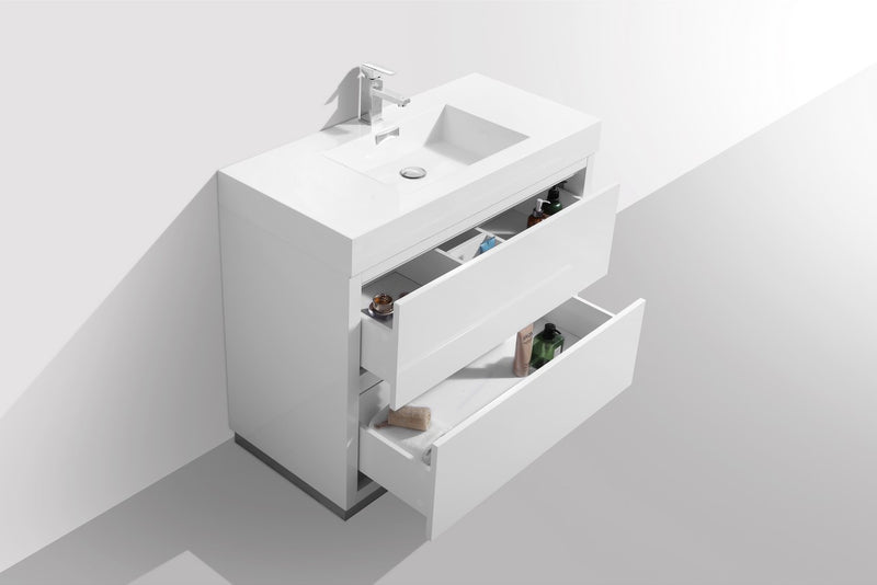 Kube Bath FMB40-GW Bliss 40" High Gloss White Free Standing Single Sink Bathroom Vanity with Reinforced Acrylic Composite Top - view 5