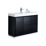 Kube Bath FMB48-BK Bliss 48" Black Free Standing Single Sink Bathroom Vanity with Reinforced Acrylic Composite Top