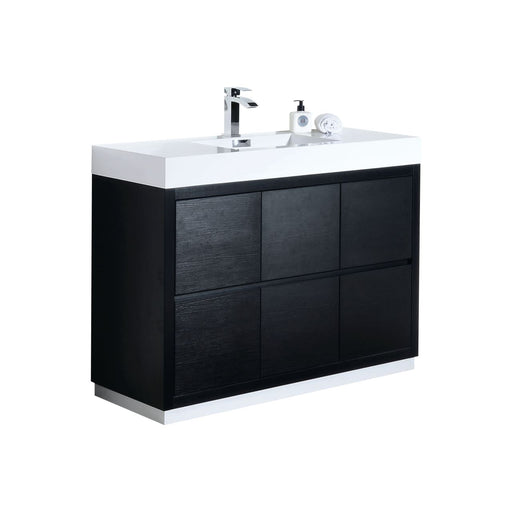 Kube Bath FMB48-BK Bliss 48" Black Free Standing Single Sink Bathroom Vanity with Reinforced Acrylic Composite Top