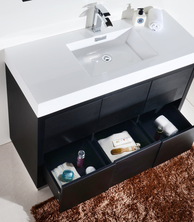 Kube Bath FMB48-BK Bliss 48" Black Free Standing Single Sink Bathroom Vanity with Reinforced Acrylic Composite Top - view 6