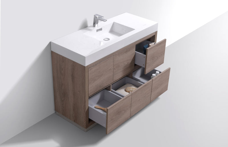 Kube Bath FMB48-BTN Bliss 48" Butternut Free Standing Single Sink Bathroom Vanity with Reinforced Acrylic Composite Top - view 5