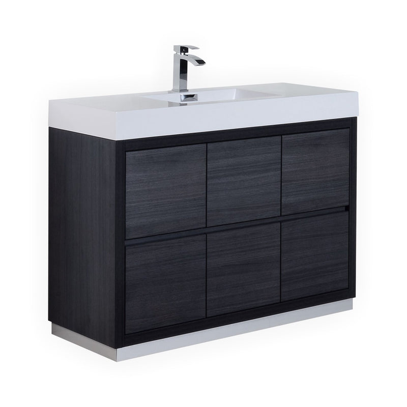 Kube Bath FMB48-GO Bliss 48" Gray Oak Free Standing Single Sink Bathroom Vanity with Reinforced Acrylic Composite Top