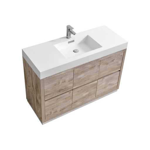 Kube Bath FMB48-NW Bliss 48" Nature Wood Free Standing Single Sink Bathroom Vanity with Reinforced Acrylic Composite Top