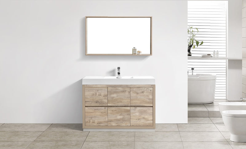 Kube Bath FMB48-NW Bliss 48" Nature Wood Free Standing Single Sink Bathroom Vanity with Reinforced Acrylic Composite Top - view 2