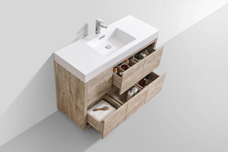 Kube Bath FMB48-NW Bliss 48" Nature Wood Free Standing Single Sink Bathroom Vanity with Reinforced Acrylic Composite Top - view 5