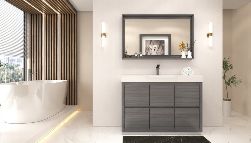 Kube Bath FMB48-VAG Bliss 48" Vulcan Ash Grey Free Standing Single Sink Bathroom Vanity with Reinforced Acrylic Composite Top - view 4