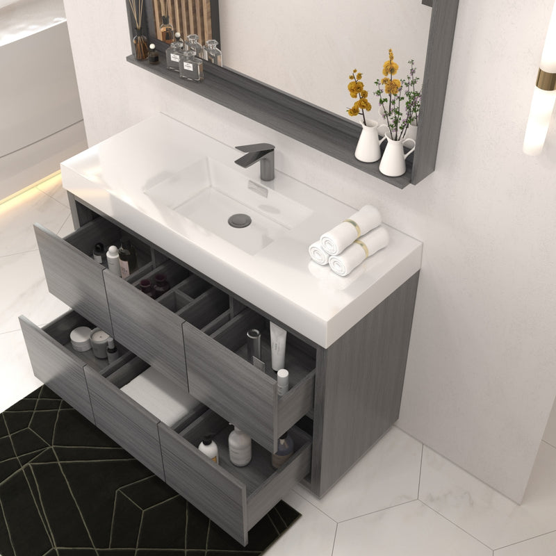 Kube Bath FMB48-VAG Bliss 48" Vulcan Ash Grey Free Standing Single Sink Bathroom Vanity with Reinforced Acrylic Composite Top - view 3