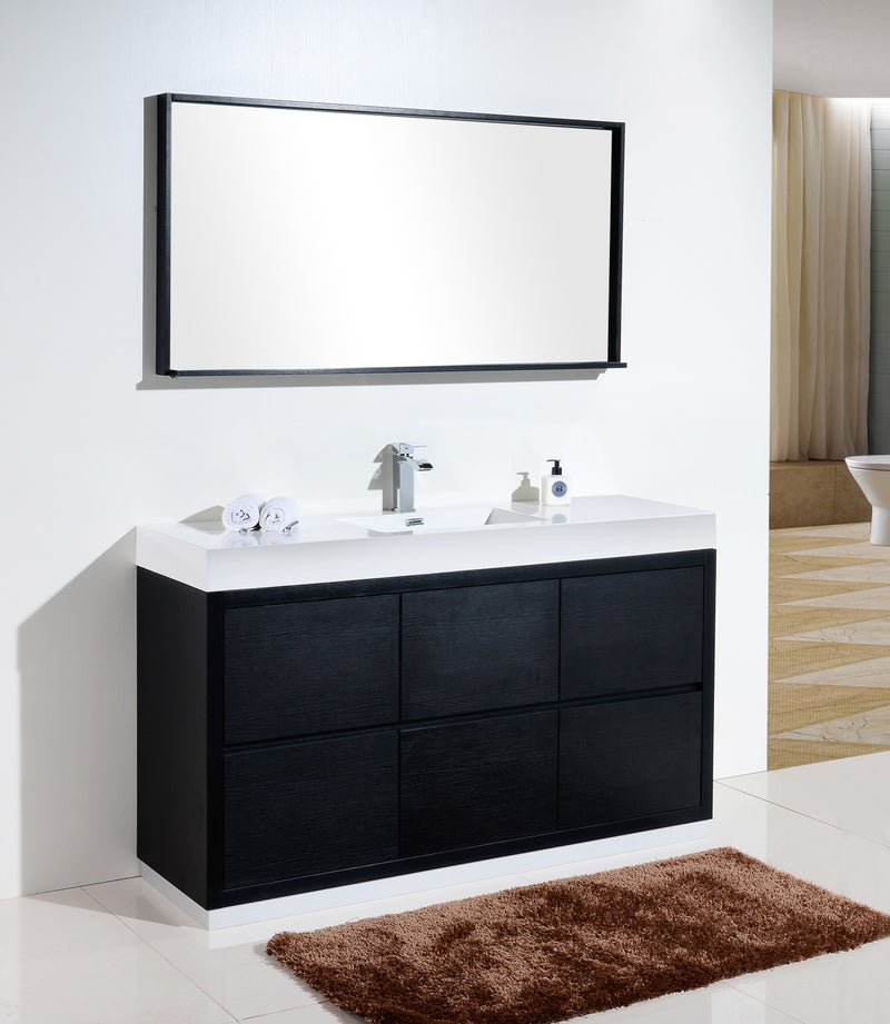 Kube Bath FMB60S-BK Bliss 60" Black Free Standing Single Sink Bathroom Vanity with Reinforced Acrylic Composite Top - view 2