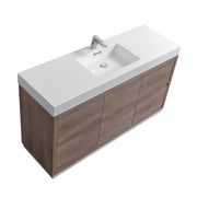 Kube Bath FMB60S-BTN Bliss 60" Butternut Free Standing Single Sink Bathroom Vanity with Reinforced Acrylic Composite Top