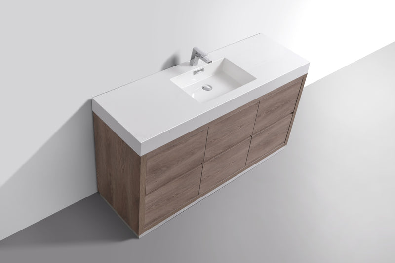 Kube Bath FMB60S-BTN Bliss 60" Butternut Free Standing Single Sink Bathroom Vanity with Reinforced Acrylic Composite Top - view 4