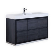 Kube Bath FMB60S-GO Bliss 60" Gray Oak Free Standing Single Sink Bathroom Vanity with Reinforced Acrylic Composite Top