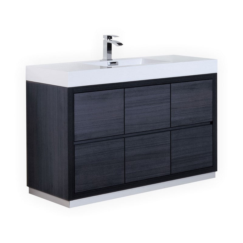 Kube Bath FMB60S-GO Bliss 60" Gray Oak Free Standing Single Sink Bathroom Vanity with Reinforced Acrylic Composite Top