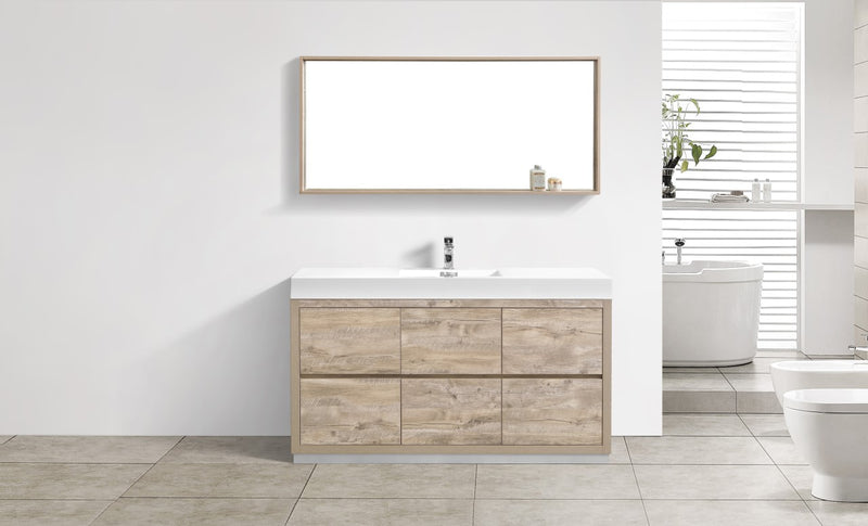 Kube Bath FMB60S-NW Bliss 60" Nature Wood Free Standing Single Sink Bathroom Vanity with Reinforced Acrylic Composite Top - view 2