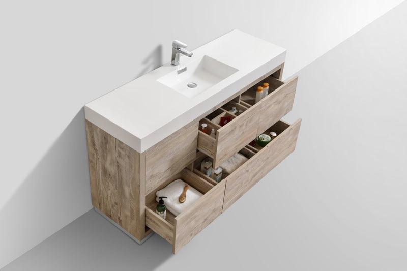 Kube Bath FMB60S-NW Bliss 60" Nature Wood Free Standing Single Sink Bathroom Vanity with Reinforced Acrylic Composite Top - view 5