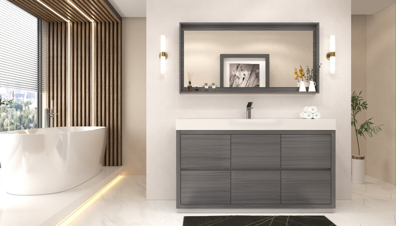 Kube Bath FMB60S-VAG Bliss 60" Vulcan Ash Grey Free Standing Single Sink Bathroom Vanity with Reinforced Acrylic Composite Top - view 5