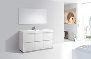 Kube Bath FMB60S-GW Bliss 60" High Gloss White Free Standing Single Sink Bathroom Vanity with Reinforced Acrylic Composite Top - view 2
