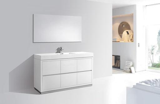 Kube Bath FMB60S-GW Bliss 60" High Gloss White Free Standing Single Sink Bathroom Vanity with Reinforced Acrylic Composite Top - view 2