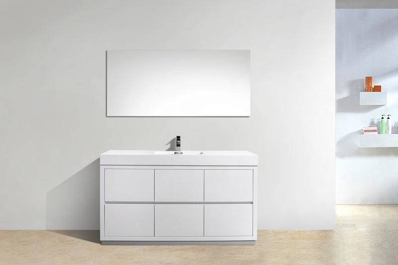 Kube Bath FMB60S-GW Bliss 60" High Gloss White Free Standing Single Sink Bathroom Vanity with Reinforced Acrylic Composite Top - view 3