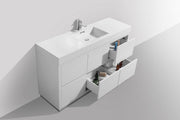 Kube Bath FMB60S-GW Bliss 60" High Gloss White Free Standing Single Sink Bathroom Vanity with Reinforced Acrylic Composite Top - view 5