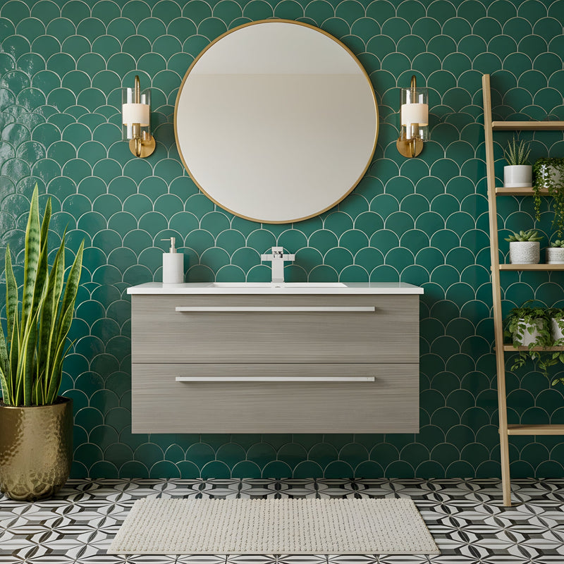 Cutler FV ARIA 36 Silhouette 36" Single Sink Wall Mount Cultured Marble Top Bathroom Vanity - Aria