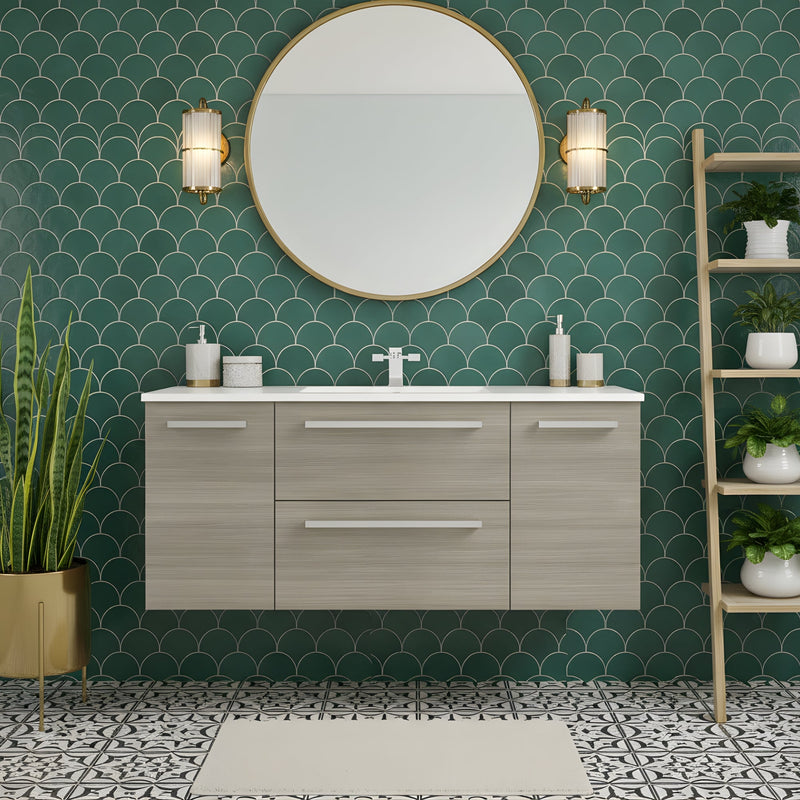 Cutler FV ARIA48 Silhouette 48" Single Sink Wall Mount Cultured Marble Top Bathroom Vanity - Aria