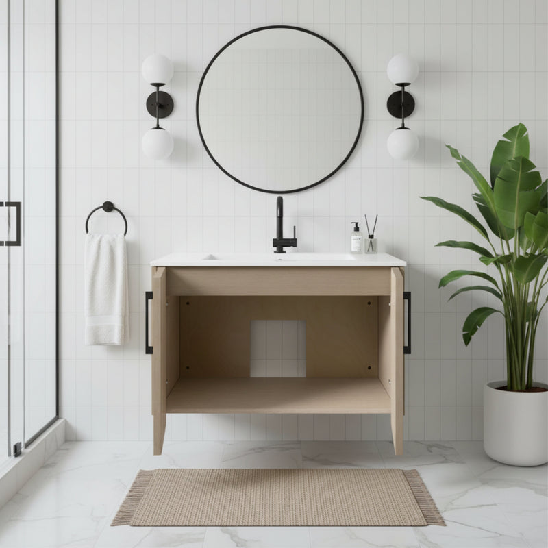 Cutler FV BK FLAVIA30 Bekka 30" Wall Mount Single Sink Cultured Marble Top Modern Bathroom Vanity - Flavia