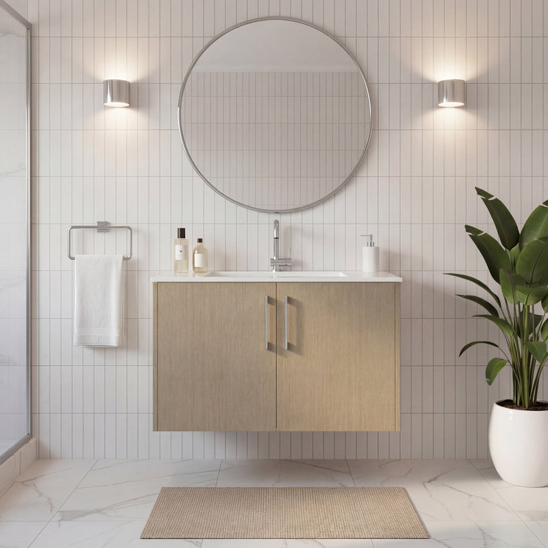 Cutler FV BK FLAVIA30 Bekka 30" Wall Mount Single Sink Cultured Marble Top Modern Bathroom Vanity - Flavia