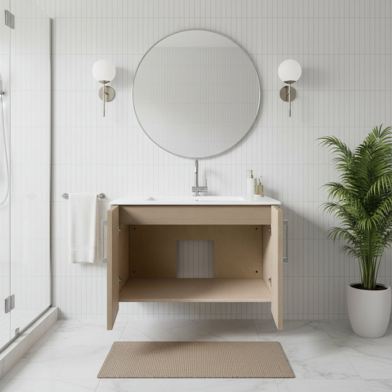Cutler FV BK FLAVIA30 Bekka 30" Wall Mount Single Sink Cultured Marble Top Modern Bathroom Vanity - Flavia