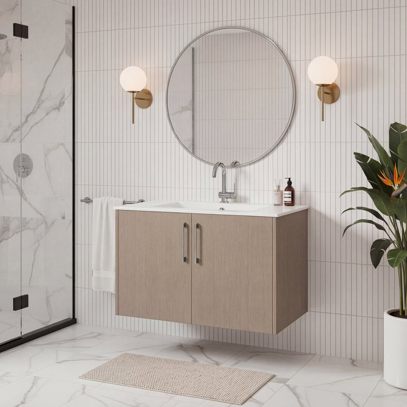 Cutler FV BK FLAVIA30 Bekka 30" Wall Mount Single Sink Cultured Marble Top Modern Bathroom Vanity - Flavia