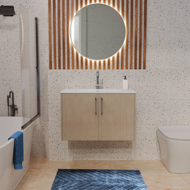 Cutler FV BK FLAVIA30 Bekka 30" Wall Mount Single Sink Cultured Marble Top Modern Bathroom Vanity - Flavia