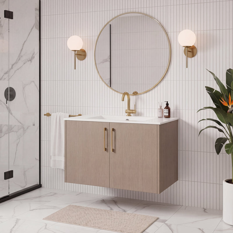 Cutler FV BK FLAVIA30 Bekka 30" Wall Mount Single Sink Cultured Marble Top Modern Bathroom Vanity - Flavia