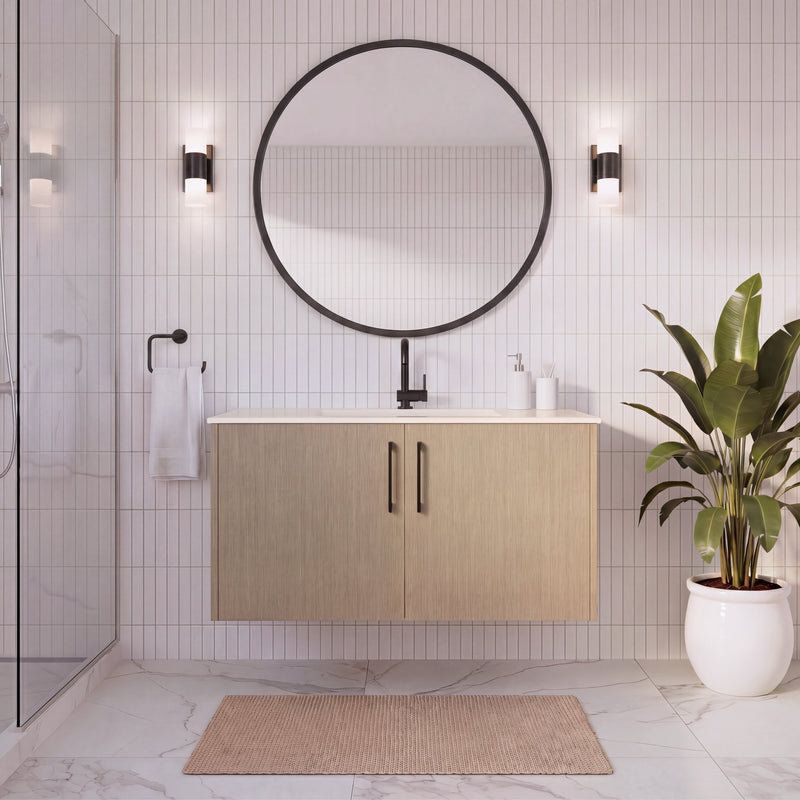 Cutler FV BK FLAVIA36 Bekka 36" Wall Mount Single Sink Cultured Marble Top Modern Bathroom Vanity - Flavia