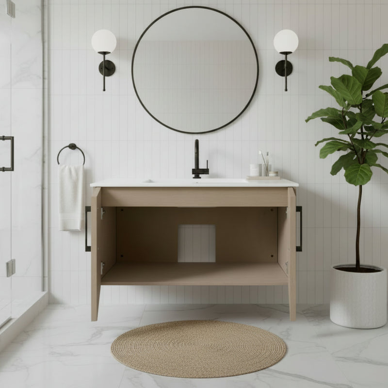 Cutler FV BK FLAVIA36 Bekka 36" Wall Mount Single Sink Cultured Marble Top Modern Bathroom Vanity - Flavia