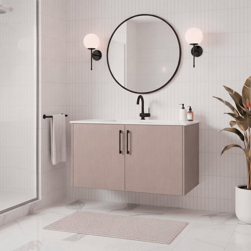 Cutler FV BK FLAVIA36 Bekka 36" Wall Mount Single Sink Cultured Marble Top Modern Bathroom Vanity - Flavia