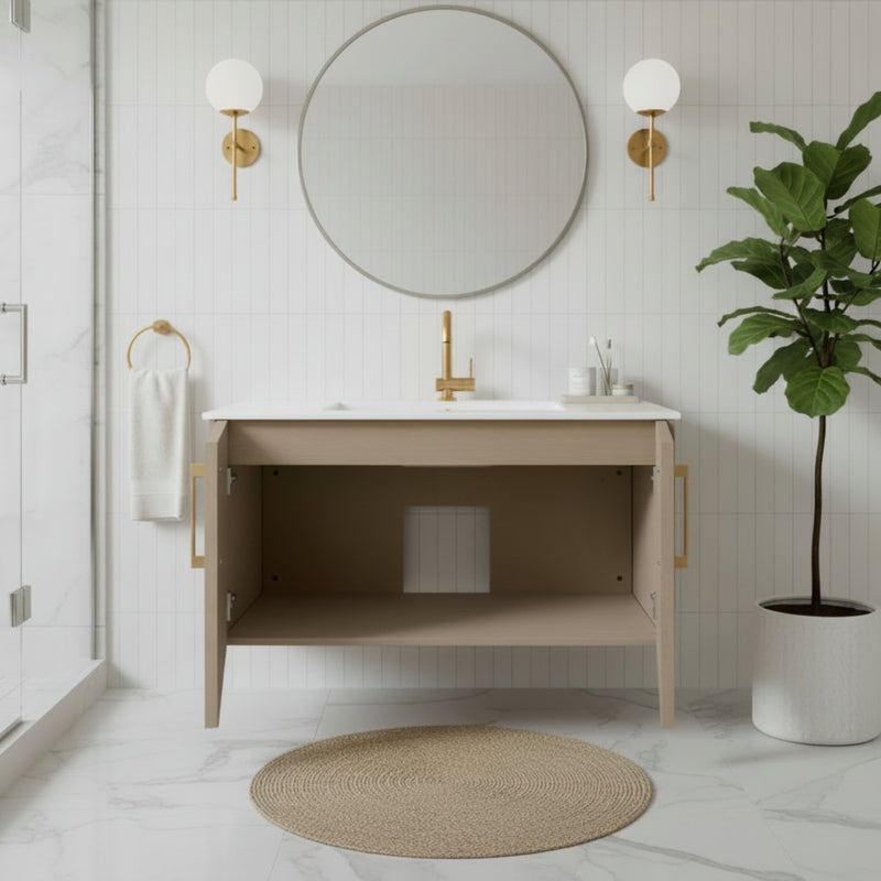 Cutler FV BK FLAVIA36 Bekka 36" Wall Mount Single Sink Cultured Marble Top Modern Bathroom Vanity - Flavia