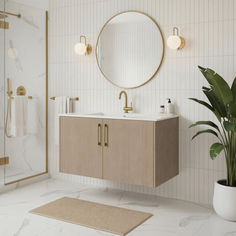 Cutler FV BK FLAVIA36 Bekka 36" Wall Mount Single Sink Cultured Marble Top Modern Bathroom Vanity - Flavia