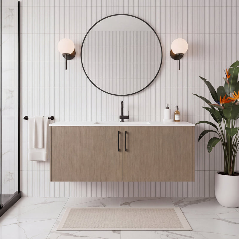 Cutler FV BK FLAVIA48 Bekka 48" Wall Mount Single Sink Cultured Marble Top Modern Bathroom Vanity - Flavia