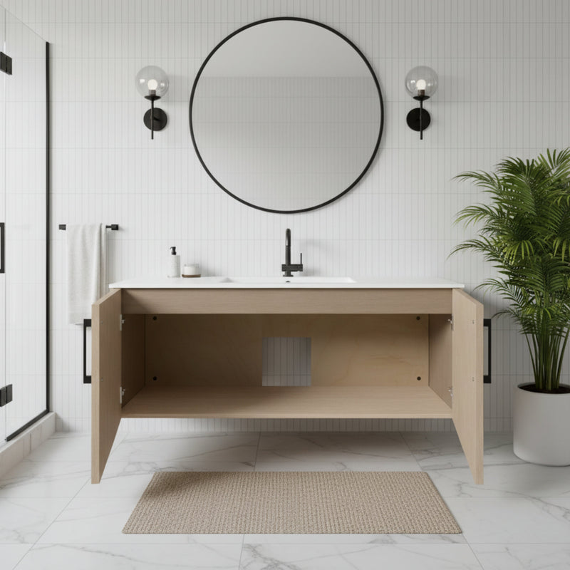 Cutler FV BK FLAVIA48 Bekka 48" Wall Mount Single Sink Cultured Marble Top Modern Bathroom Vanity - Flavia