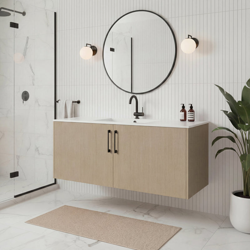 Cutler FV BK FLAVIA48 Bekka 48" Wall Mount Single Sink Cultured Marble Top Modern Bathroom Vanity - Flavia