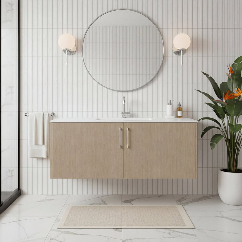 Cutler FV BK FLAVIA48 Bekka 48" Wall Mount Single Sink Cultured Marble Top Modern Bathroom Vanity - Flavia