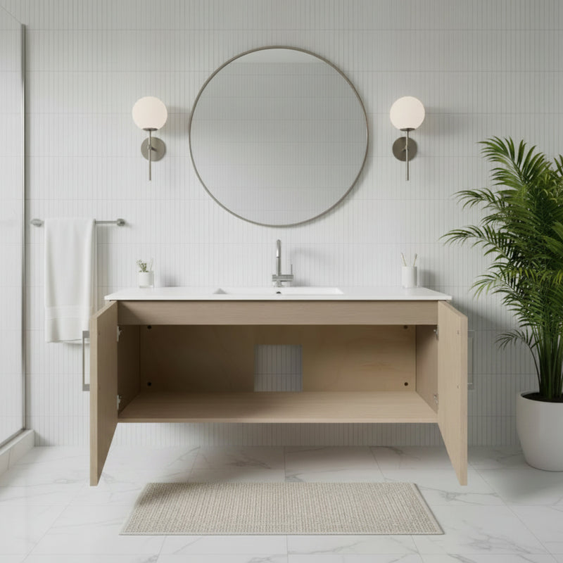 Cutler FV BK FLAVIA48 Bekka 48" Wall Mount Single Sink Cultured Marble Top Modern Bathroom Vanity - Flavia