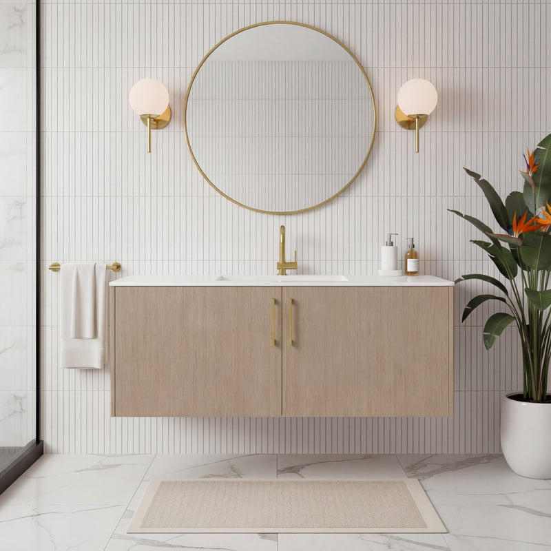 Cutler FV BK FLAVIA48 Bekka 48" Wall Mount Single Sink Cultured Marble Top Modern Bathroom Vanity - Flavia